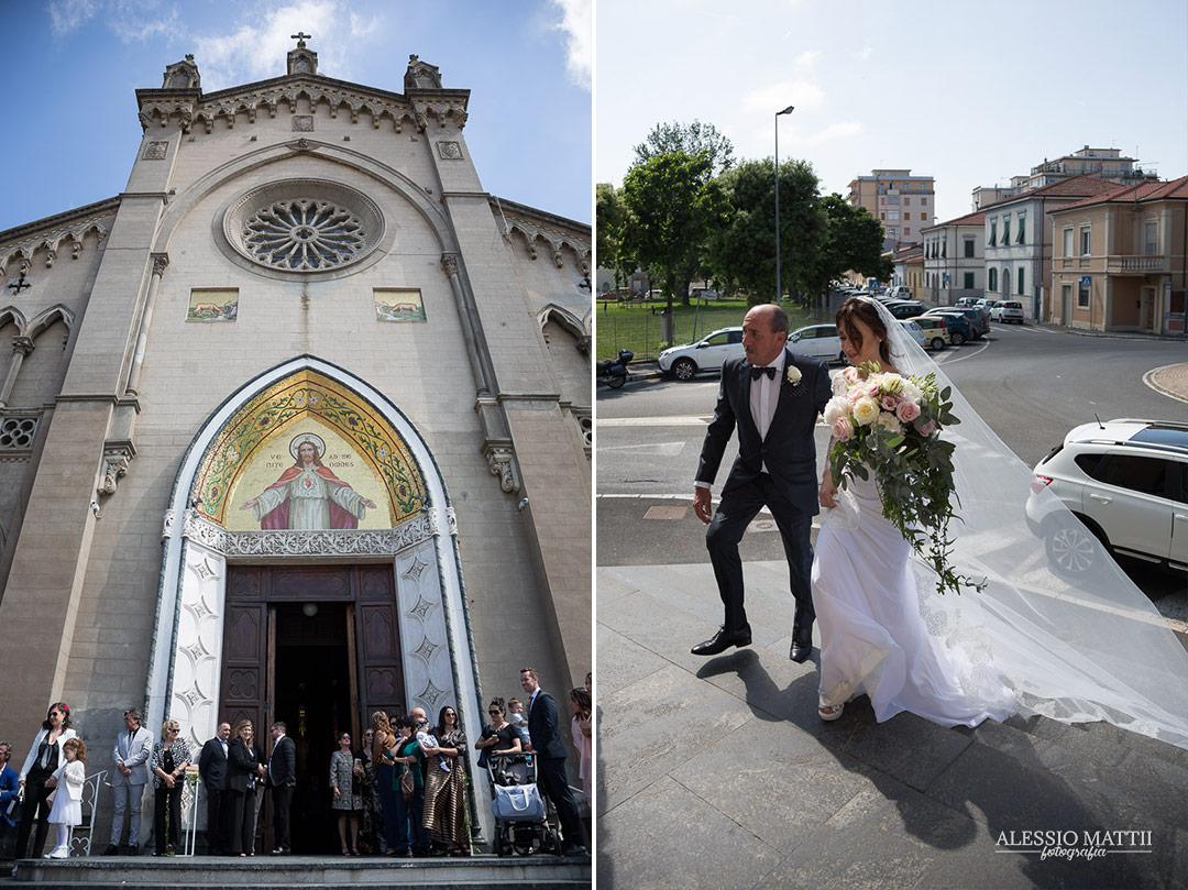 Arrivo della sposa alla Chiesa del Sacro Cuore a Livorno - fotografo matrimonio livorno